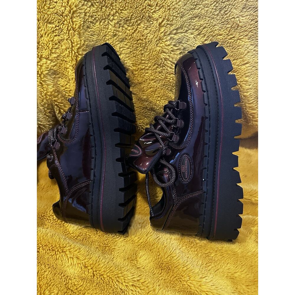 Skechers Jammers Burgundy Patent Leather Platform Sneakers Womens 8 Chunky NWOB - Picture 4 of 9